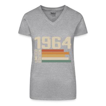 1964 Vintage - Retro 1964 Geburtstagsgeschenk 1964 - Bio Frauen T-Shirt mit V-Ausschnitt - Grau meliert - Vorne