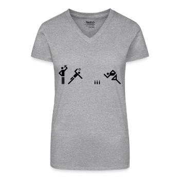 Flunkyball - Bio Frauen T-Shirt mit V-Ausschnitt - Grau meliert - Vorne