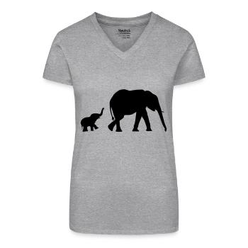 Elephant Illustration - Bio Frauen T-Shirt mit V-Ausschnitt - Grau meliert - Vorne