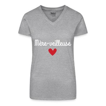 Mère veilleuse cadeau parfait pour Maman - T-shirt bio col V Femme - gris chiné - Devant