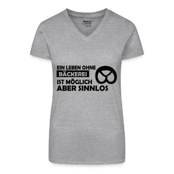 ein leben ohne bäckerei - Bio Frauen T-Shirt mit V-Ausschnitt - Grau meliert - Vorne