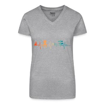 Battement de cœur randonnée - idée cadeau - T-shirt bio col V Femme - gris chiné - Devant