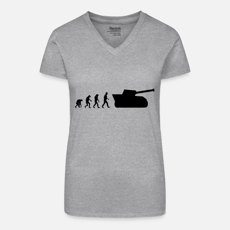 panzer evolution - Bio Frauen T-Shirt mit V-Ausschnitt - Grau meliert