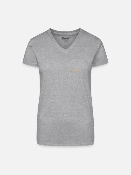 Offline Luxus sand - Bio Frauen T-Shirt mit V-Ausschnitt - Grau meliert