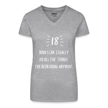 18 ans - T-shirt bio col V Femme - gris chiné - Devant