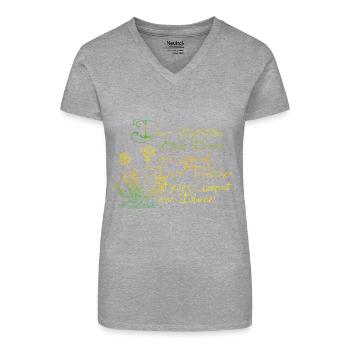 Dem Betrübten ist jede Blume ein Unkraut. Dem - Bio Frauen T-Shirt mit V-Ausschnitt - Grau meliert - Vorne