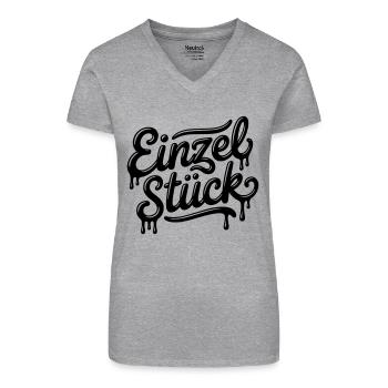 Einzelstück - Bio Frauen T-Shirt mit V-Ausschnitt - Grau meliert - Vorne