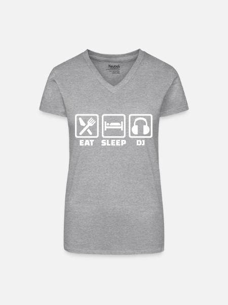 DJ - Bio Frauen T-Shirt mit V-Ausschnitt - Grau meliert
