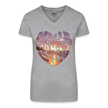Malle Party Crew - Bio Frauen T-Shirt mit V-Ausschnitt - Grau meliert - Vorne