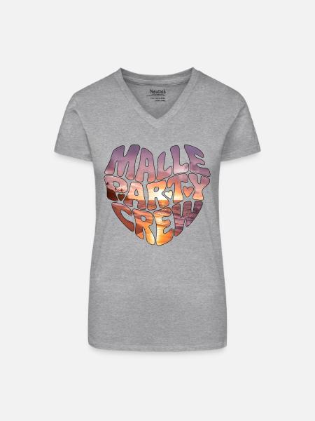 Malle Party Crew - Bio Frauen T-Shirt mit V-Ausschnitt - Grau meliert