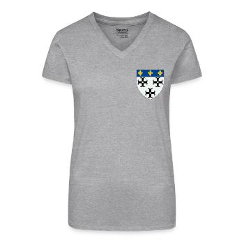 Wappen von Moulins - Bio Frauen T-Shirt mit V-Ausschnitt - Grau meliert - Vorne