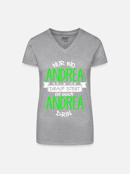 ANDREA die Echte - Bio Frauen T-Shirt mit V-Ausschnitt - Grau meliert