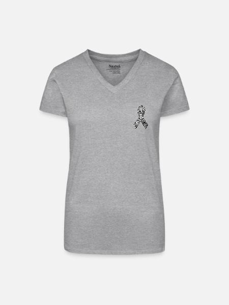 Zebra Print Bewusstseinsband - Bio Frauen T-Shirt mit V-Ausschnitt - Grau meliert