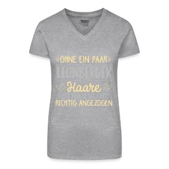 LEONBERGER Haare gehören dazu - Bio Frauen T-Shirt mit V-Ausschnitt - Grau meliert - Vorne