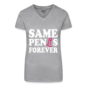 Same penis forever - Bio Frauen T-Shirt mit V-Ausschnitt - Grau meliert - Vorne