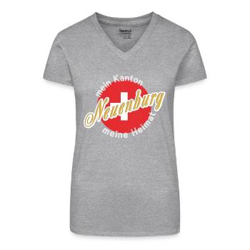 Meine Heimat Neuenburg Geschenk - Bio Frauen T-Shirt mit V-Ausschnitt - Grau meliert - Vorne