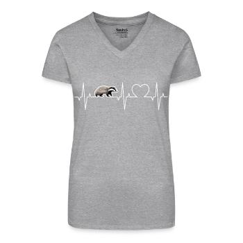 Dachs Herzschlag Dachse EKG Waldtier Herz Dachs - Bio Frauen T-Shirt mit V-Ausschnitt - Grau meliert - Vorne