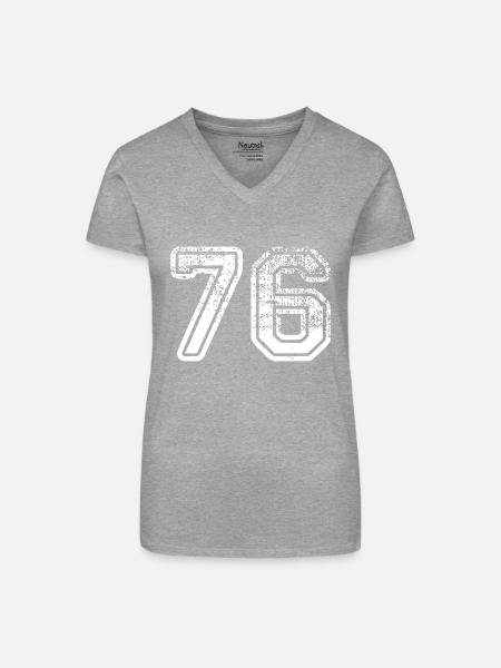 76 - Bio Frauen T-Shirt mit V-Ausschnitt - Grau meliert