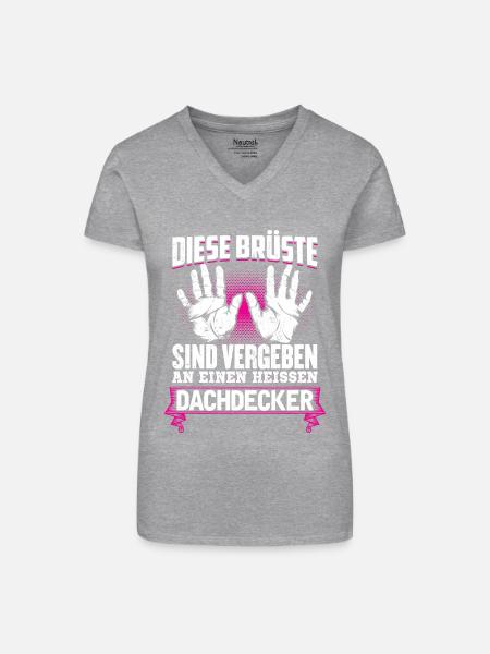 DACHDECKER - Brüste - Bio Frauen T-Shirt mit V-Ausschnitt - Grau meliert