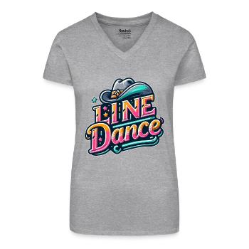 Farbenfrohes Line Dance Design - Bio Frauen T-Shirt mit V-Ausschnitt - Grau meliert - Vorne