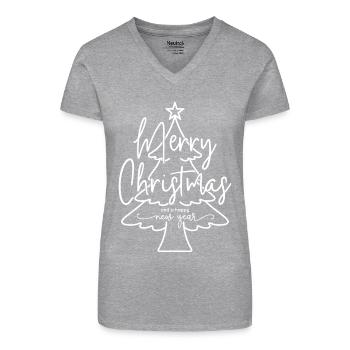 Merry Christmas and a Happy New Year - Bio Frauen T-Shirt mit V-Ausschnitt - Grau meliert - Vorne