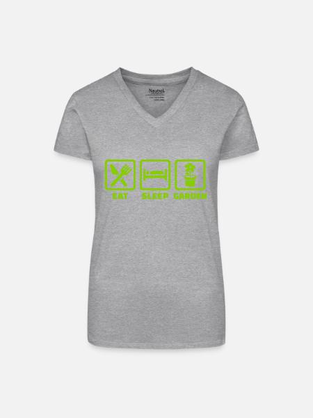 Gärtner - Bio Frauen T-Shirt mit V-Ausschnitt - Grau meliert