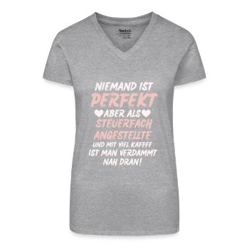 Steuerfachangestellte Geschenk - Bio Frauen T-Shirt mit V-Ausschnitt - Grau meliert - Vorne