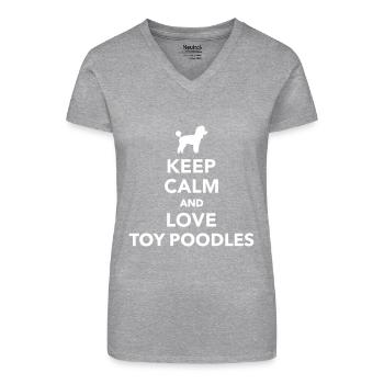 Toy Caniche - Camiseta ecológica con cuello de pico para mujer - gris jaspeado - delante