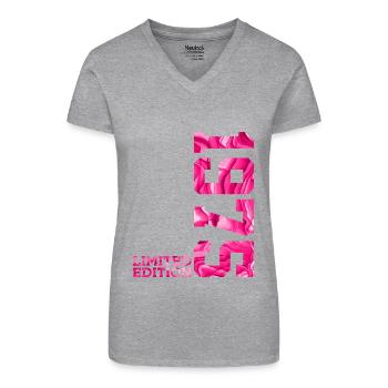 51. GEBURTSTAG PINK LIMITED EDITION 1975 - Bio Frauen T-Shirt mit V-Ausschnitt - Grau meliert - Vorne