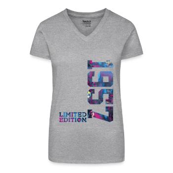 69. GEBURTSTAG 69 JAHRE LIMITED EDITION 1957 - Bio Frauen T-Shirt mit V-Ausschnitt - Grau meliert - Vorne