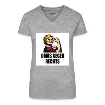 Omas gegen rechts - Bio Frauen T-Shirt mit V-Ausschnitt - Grau meliert - Vorne