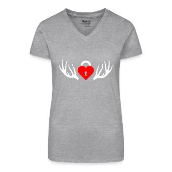 Cuckold - T-shirt bio col V Femme - gris chiné - Devant