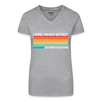 Karl Marx Städter Städterin Karl Marx Stadt - Bio Frauen T-Shirt mit V-Ausschnitt - Grau meliert - Vorne