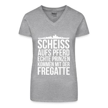 Echte Prinzen - Bio Frauen T-Shirt mit V-Ausschnitt - Grau meliert - Vorne