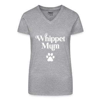 Whippet Mum - T-shirt bio col V Femme - gris chiné - Devant