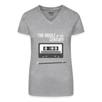 Kasette Tape - The Riddle of the Century - Bio Frauen T-Shirt mit V-Ausschnitt - Grau meliert - Vorne