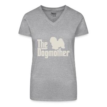 The Dogmother - Havaneser Malteser Shih Tzu - Bio Frauen T-Shirt mit V-Ausschnitt - Grau meliert - Vorne
