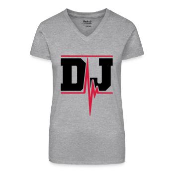 DJ Music Pulse - Organic Women's V-Neck T-Shirt - heather grey - Front