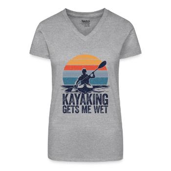 Spaßiger Spruch für Wassersportfans - Bio Frauen T-Shirt mit V-Ausschnitt - Grau meliert - Vorne
