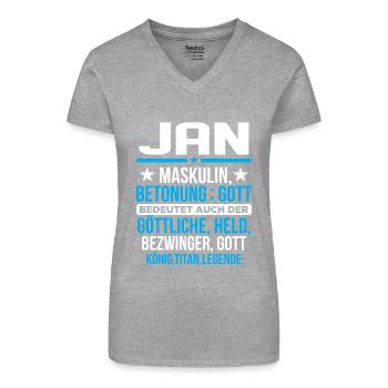 JAN - Titan - Bio Frauen T-Shirt mit V-Ausschnitt - Grau meliert - Vorne