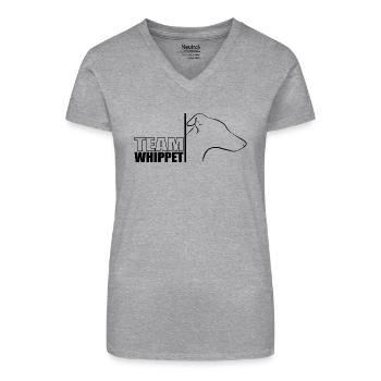 TEAM Whippet Chien Chien Lévriers Wilsigns - T-shirt bio col V Femme - gris chiné - Devant