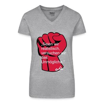 "Seien wir realistisch, Che Ernesto Guevara - Bio Frauen T-Shirt mit V-Ausschnitt - Grau meliert - Vorne