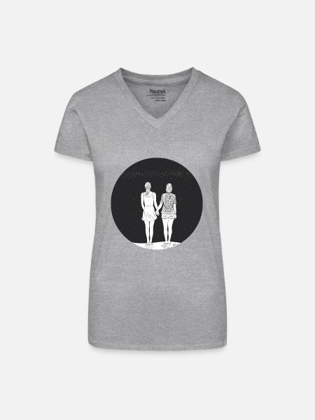 zusammen - Bio Frauen T-Shirt mit V-Ausschnitt - Grau meliert