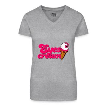 Eyescream Ice Cream Cone with Eye Eyeball Halloween - Organic Women's V-Neck T-Shirt - heather grey - Front
