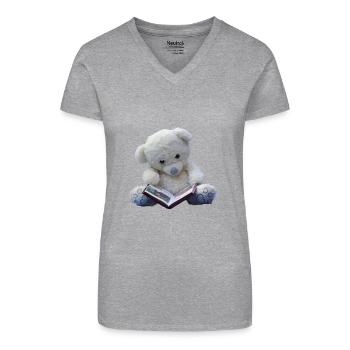 Teddy - Bio Frauen T-Shirt mit V-Ausschnitt - Grau meliert - Vorne