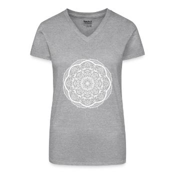 Mandala - Bio Frauen T-Shirt mit V-Ausschnitt - Grau meliert - Vorne