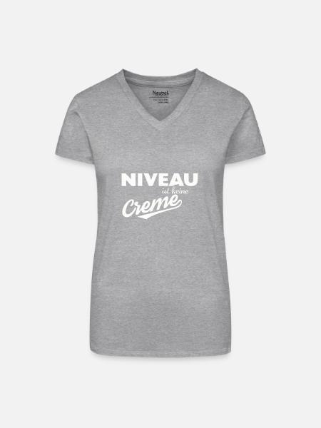 Niveau ist keine Creme - Bio Frauen T-Shirt mit V-Ausschnitt - Grau meliert
