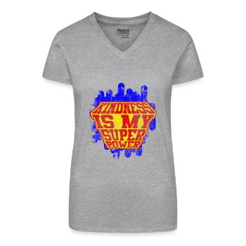 Kindness Is My Superpower Spread Peace - Organic Women's V-Neck T-Shirt - heather grey - Front