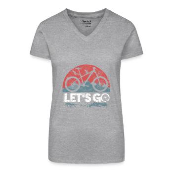 Mountainbike Fahrrad Trail Downhill Gelände - Bio Frauen T-Shirt mit V-Ausschnitt - Grau meliert - Vorne