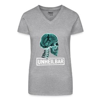 Unheilbar Läufer – Marathon- und Laufbegeisterte - Bio Frauen T-Shirt mit V-Ausschnitt - Grau meliert - Vorne